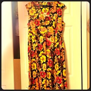 Hearts and Roses tea length floral print dress